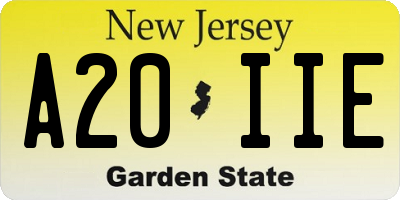 NJ license plate A20IIE