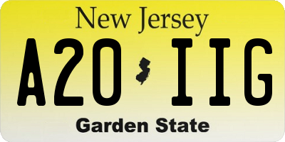 NJ license plate A20IIG