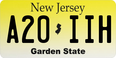 NJ license plate A20IIH