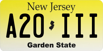 NJ license plate A20III