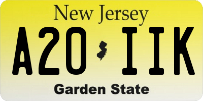 NJ license plate A20IIK