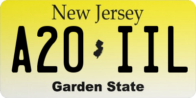 NJ license plate A20IIL