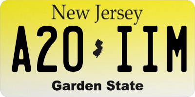 NJ license plate A20IIM