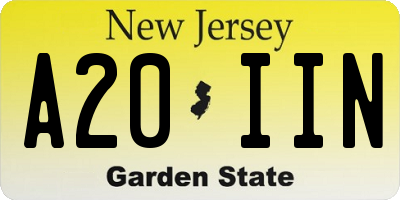 NJ license plate A20IIN