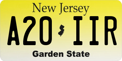 NJ license plate A20IIR