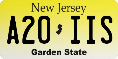 NJ license plate A20IIS