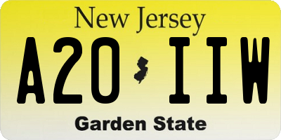 NJ license plate A20IIW