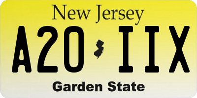 NJ license plate A20IIX