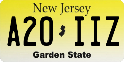 NJ license plate A20IIZ