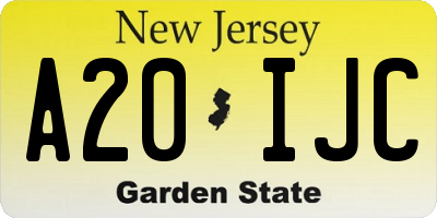 NJ license plate A20IJC