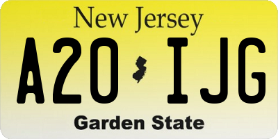 NJ license plate A20IJG