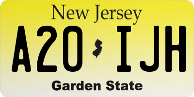 NJ license plate A20IJH