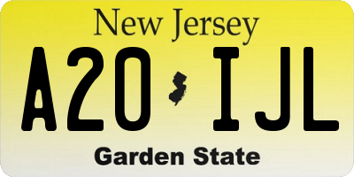 NJ license plate A20IJL
