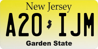 NJ license plate A20IJM