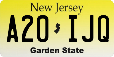 NJ license plate A20IJQ