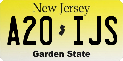 NJ license plate A20IJS