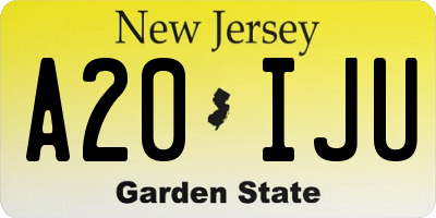 NJ license plate A20IJU