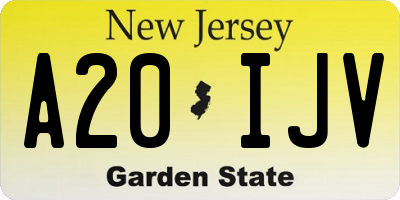 NJ license plate A20IJV