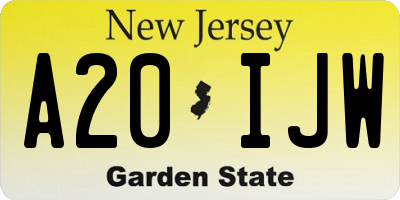 NJ license plate A20IJW