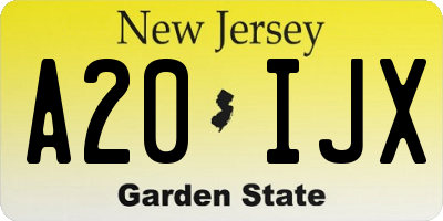 NJ license plate A20IJX