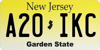 NJ license plate A20IKC