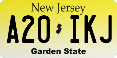 NJ license plate A20IKJ