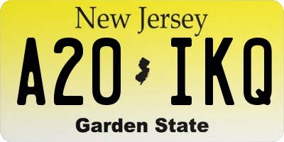 NJ license plate A20IKQ