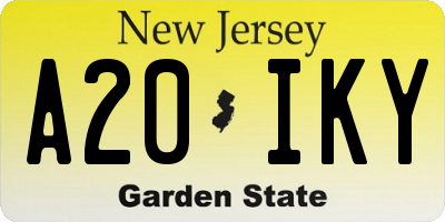 NJ license plate A20IKY