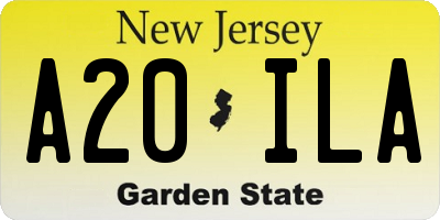 NJ license plate A20ILA