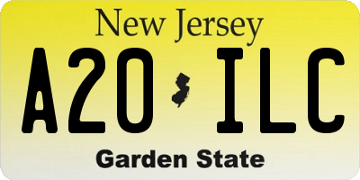 NJ license plate A20ILC