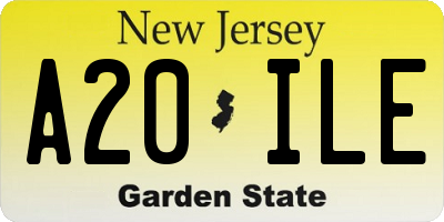 NJ license plate A20ILE