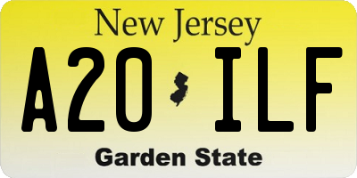 NJ license plate A20ILF