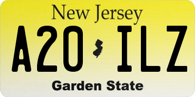 NJ license plate A20ILZ