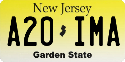 NJ license plate A20IMA