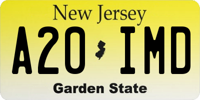 NJ license plate A20IMD