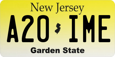 NJ license plate A20IME