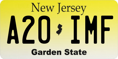 NJ license plate A20IMF