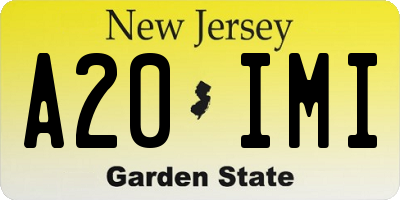 NJ license plate A20IMI