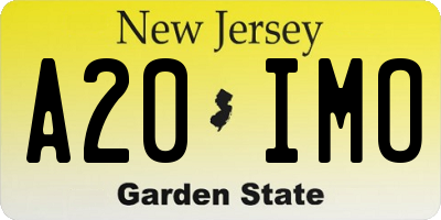 NJ license plate A20IMO