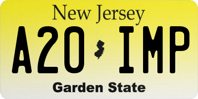 NJ license plate A20IMP