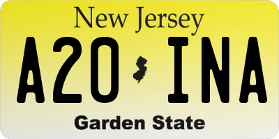 NJ license plate A20INA