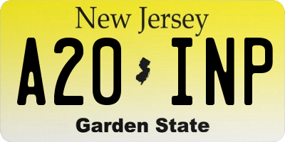 NJ license plate A20INP