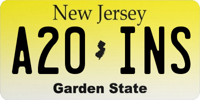 NJ license plate A20INS