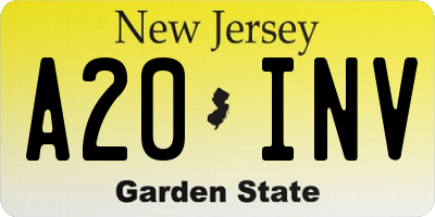 NJ license plate A20INV