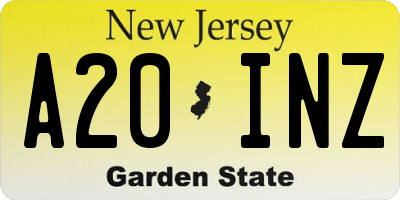 NJ license plate A20INZ