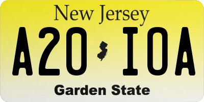 NJ license plate A20IOA