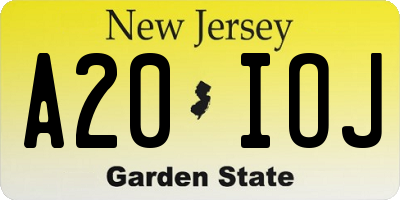 NJ license plate A20IOJ