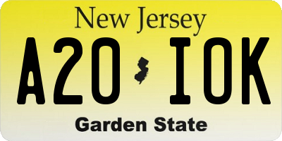 NJ license plate A20IOK