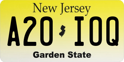 NJ license plate A20IOQ