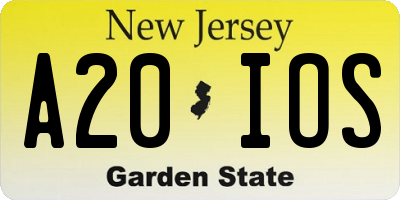 NJ license plate A20IOS